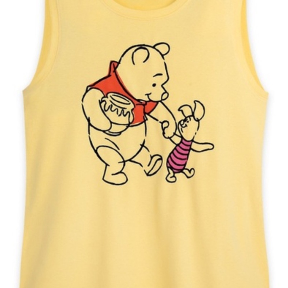 Disney Yellow Tank Top with Winnie the Pooh and Piglet